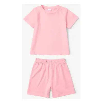 Toddler Boy/Girl 2pcs Cotton Solid Color Tee and Shorts Set