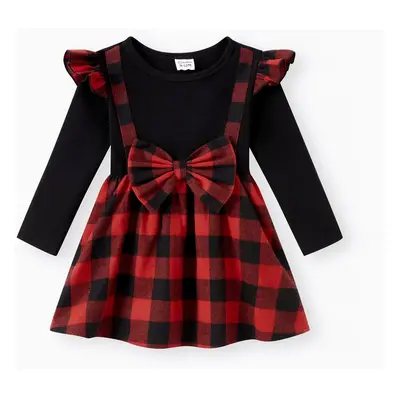 Matching Family Outfits Black and Red Plaid Co-ord Sets Hi-Low Flowy Hemline