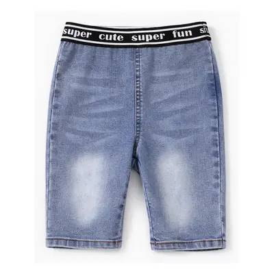 Toddler/Kid Girl Cooling Denim Solid/Ribbon Design Shorts