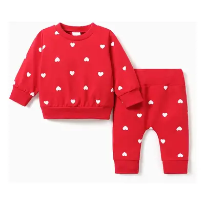 2pcs Baby All Over Polka Dots Long-sleeve Pullover and Trousers Set