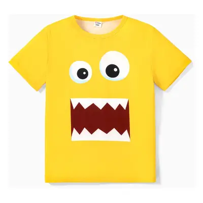 Kid Boy/Kid Girl Face Graphic Print Short-sleeve Tee