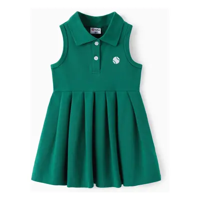 Toddler Girl Lapel Collar Ruffled Sleeveless Dress