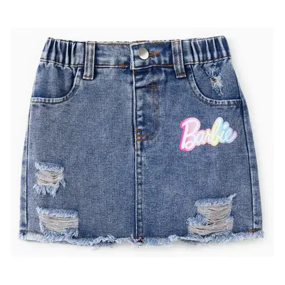 Barbie Mommy and Me Colorful Classic Letter Logo Print Denim Skirt