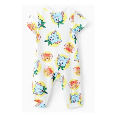 Tom and Jerry Baby Boys/Girls 1pc Character Print Long-Leg Romper