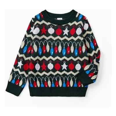 Christmas Family Matching Allover Christmas Light Pattern Long Sleeves Sweater