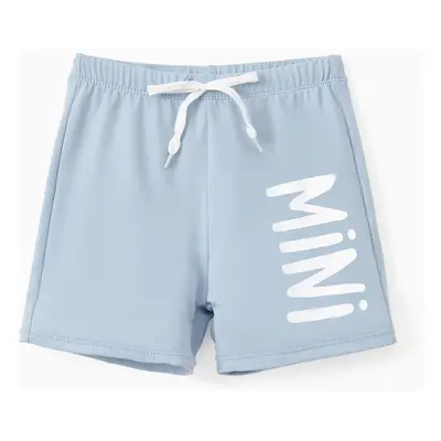 UPF50+ Family Matching Swimsuits Blue Drawstring Swim Trunks or Circle Ring Ruched Knot Side Bik