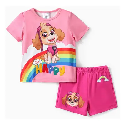 PAW Patrol Toddler Girls/Boys 2pcs Character Rainbow Print T-shirt with Shorts Sporty Set