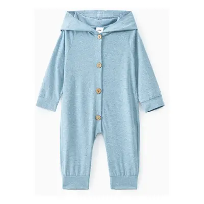 Baby Boy/Girl Solid Hooded Jumpsuit