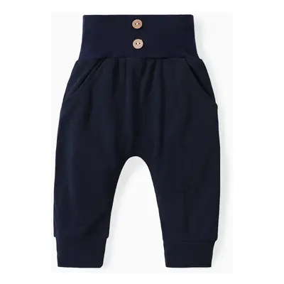 Baby Boy/Girl Solid Waffle Textured High Waist Pants