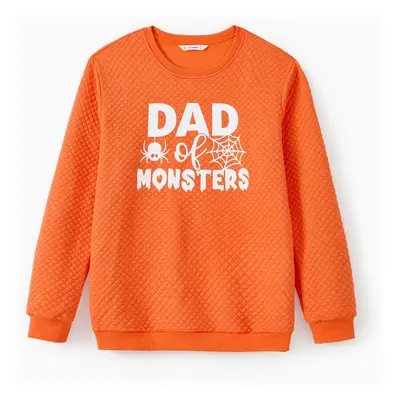 Halloween Family Matching Orange Glow In The Dark Letter Spooky Spider Tops