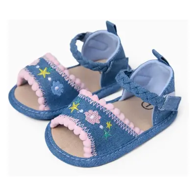 Baby/Toddler Girl Bohemia Tasseled Flower Embroidered Denim Canvas Velcro Pre-walker Shoes