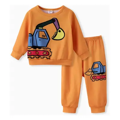 Baby Boy Clothes 2pcs Dinosaur/ Vehicle Print Sweatshirt and Pants Set