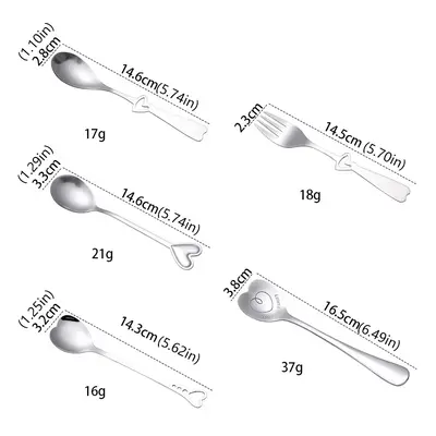 Set of Stainless Steel Heart-shaped Spoons for Coffee and Mixing - Creative and Uniquely Designe