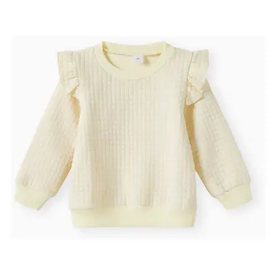 Toddler Girl Textured Ruffled Solid Pullover Sweatshirt