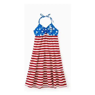 Care Bears Family Matching Independence Day Character Striped Print Tee/Sleeveless Dress