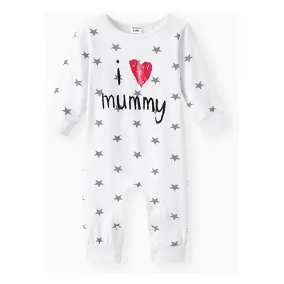 Baby Boy/Girl 95% Cotton Long-sleeve Love Heart Letter Print Stars/Striped Jumpsuit