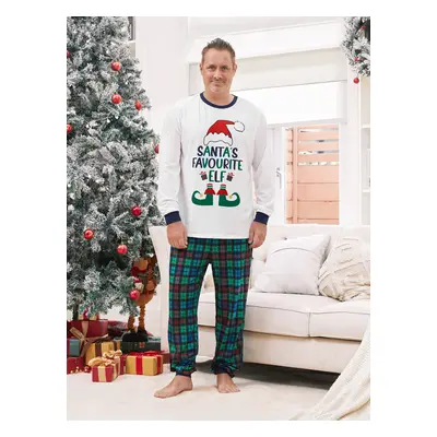 Christmas Family Matching Santa's Favorite ELF Plaid Pants Pajamas Sets