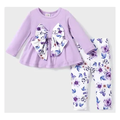 2PCS Baby Girl Hyper-Tactile Design Sweet Floral Top/Pant