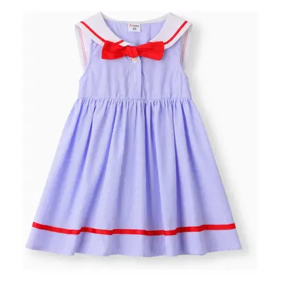 Toddler Girl Sailor Collar Striped Dress