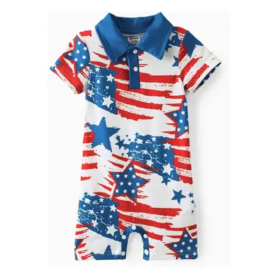 Baby Boy Independence Day Short Sleeve Jumpsuit