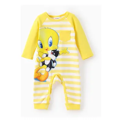 Looney Tunes Baby Girl/Boy 1pc Long-sleeve Striped Jumpsuit