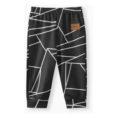 Baby Boy Leather Patch Design Geometric Print Pants