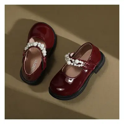 Toddler Girl Solid Gloss Round Toe Leather Shoes