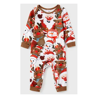 Christmas Family Matching Raglan Sleeves Red Nose Reindeer Pajamas Sets with Drawstring and Pock