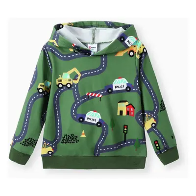 Toddler Boy Road Vehicle Print Hoodie Sweatshirt