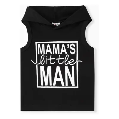 Baby Boy 95% Cotton Letter Print Hooded Tank Top