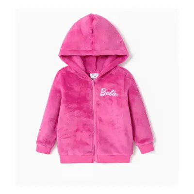 Barbie Plush Embroidered Graphic Coat