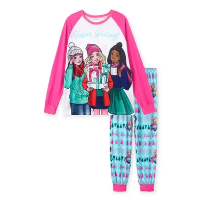 Barbie Outfit Christmas Mommy and Me Colorblock Snowman Pattern Print Pajamas Sets (Flame Resist