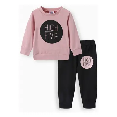 Baby Boy/Girl Clothes 2pcs 95% Cotton Long-sleeve Letter Print Sweatshirt and Pants Set