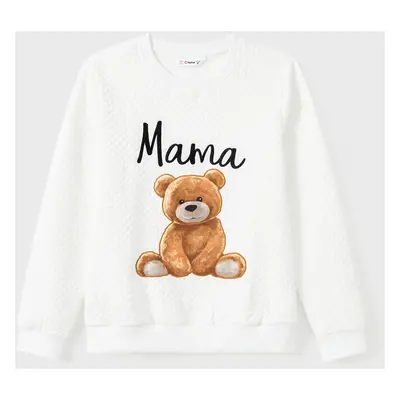 Family Matching Bear Print Long-sleeve Tops