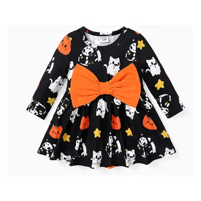 Baby Girl Outfits Halloween Pattern 3D Bow Dress