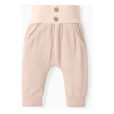 Baby Boy/Girl Solid Waffle Textured High Waist Pants