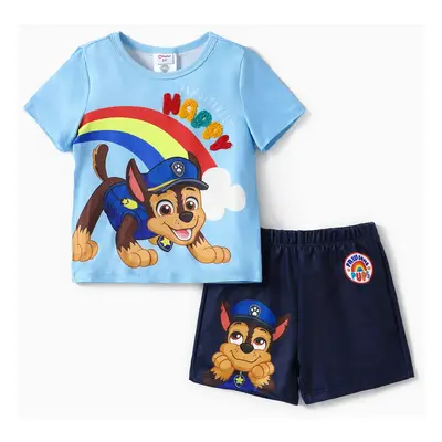 PAW Patrol Toddler Girls/Boys 2pcs Character Rainbow Print T-shirt with Shorts Sporty Set