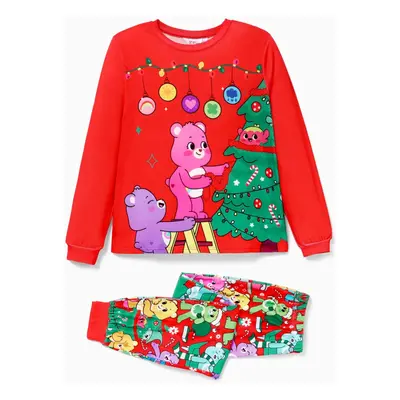 Care Bears Christmas Family Matching Character Xmas Tree Print Long-sleeve Pajamas Sets (Flame R