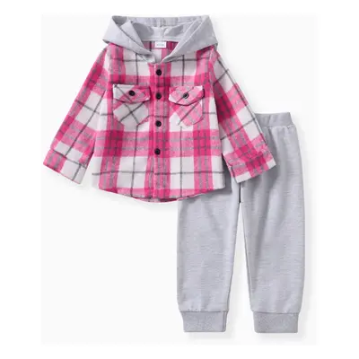 Baby/Toddler Boy/Girl Clothes 2pcs Kid Grid Avant-garde Set with Lapel