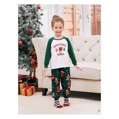 Christmas Family Pajamas Sets Raglan Sleeves Milk&Cookies for Santa Top and Allover Pants with D