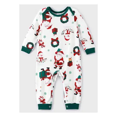 Christmas Family Matching Santa & Wreaths Print Long-sleeve Pajamas Sets