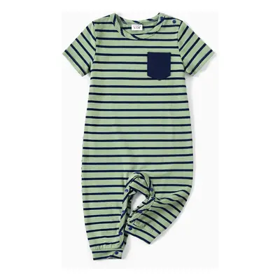 Family Matching Stripe Colorblock Tee and H-Line Side-Tie Dress Sets