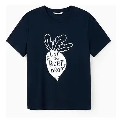 Family Matching Short Sleeves Round Neck Text Print Beet Graphic Tee