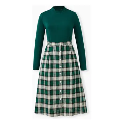 Green Plaid Matching Family Outfits Long Sleeves Co-ord