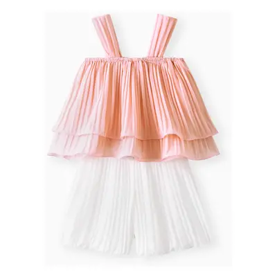 2pcs Toddler Girl Elegant Pleated Camisole and Shorts Set