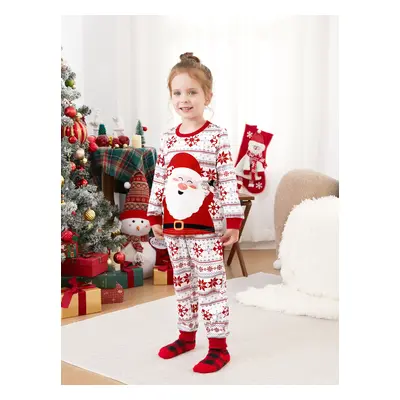 Christmas Pajamas Family Matching Santa Claus Big Graphic Pajamas Sets with Pockets and Drawstri