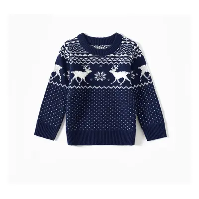 Christmas Family Matching Deer Graphic Long-sleeve Knitted Sweater