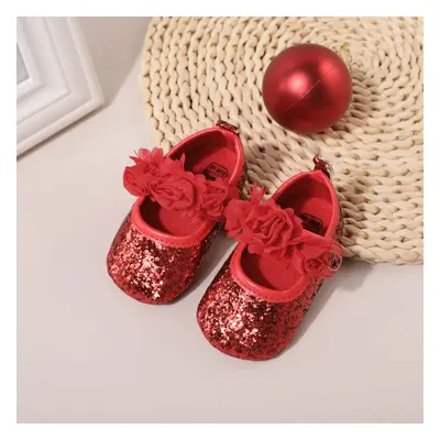 Baby Floral Pattern Glitter Prewalker Shoes