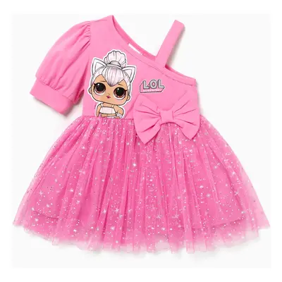 L.O.L. SURPRISE! Toddler Girls Mother's Day 1pc Graphic Print Off-shoulder Sparkle Dress