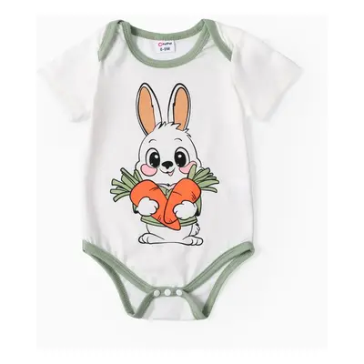 Baby Boy Rabbit Onesie Cute Animal Pattern Short Sleeve Romper